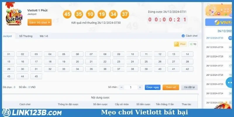 Mẹo chơi Vietlott bất bại