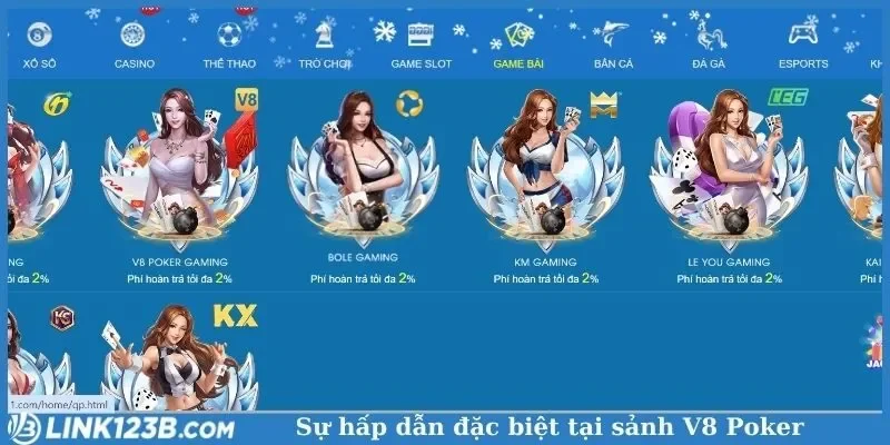 Sự hấp dẫn đặc biệt tại sảnh V8 Poker