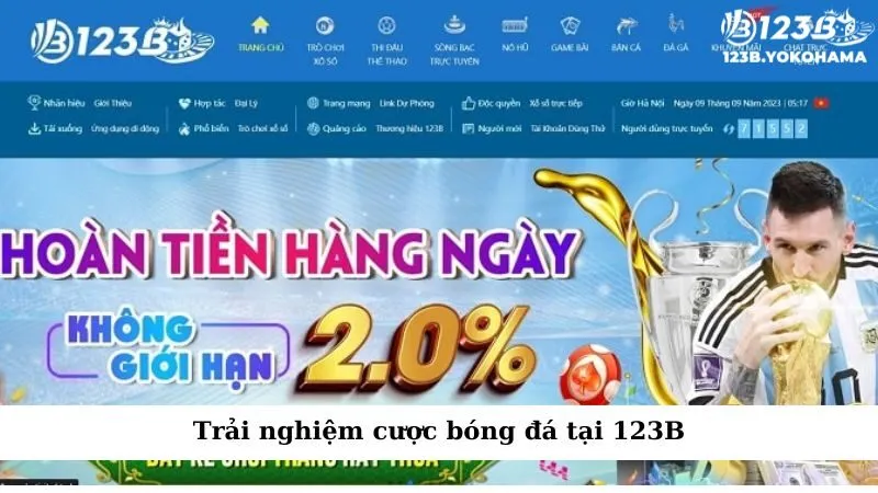 Trải nghiệm cược bóng đá tại 123B